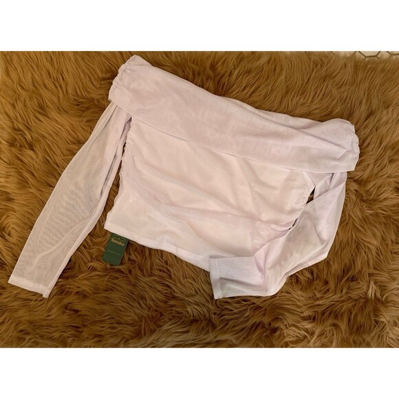 **BOGO** Off shoulder sheer sleeved crop top - Picture 2 of 3